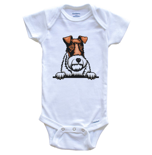 Wire Fox Terrier Dog Breed Cute One Piece Baby Bodysuit