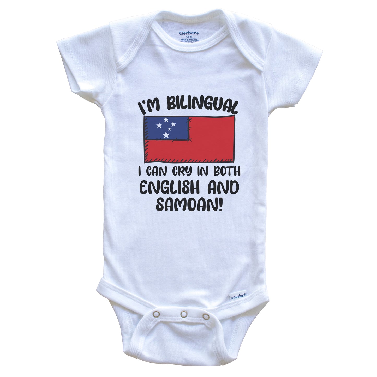 I'm Bilingual I Can Cry In Both English And Samoan Funny Samoan Flag Baby Bodysuit