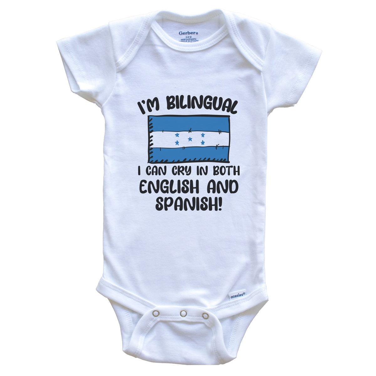 I'm Bilingual I Can Cry In Both English And Spanish Funny Honduran Flag Baby Bodysuit