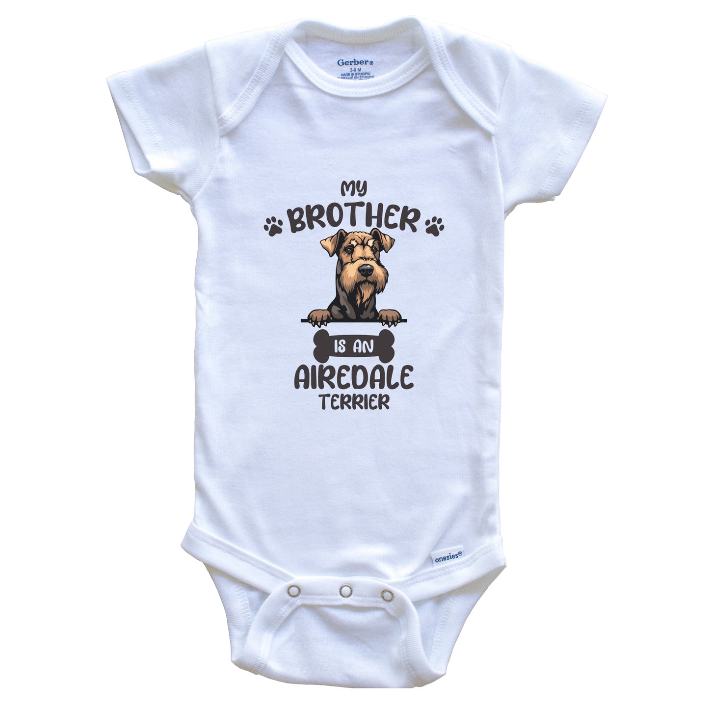 My Brother Is An Airedale Terrier Cute Dog Breed Baby Bodysuit