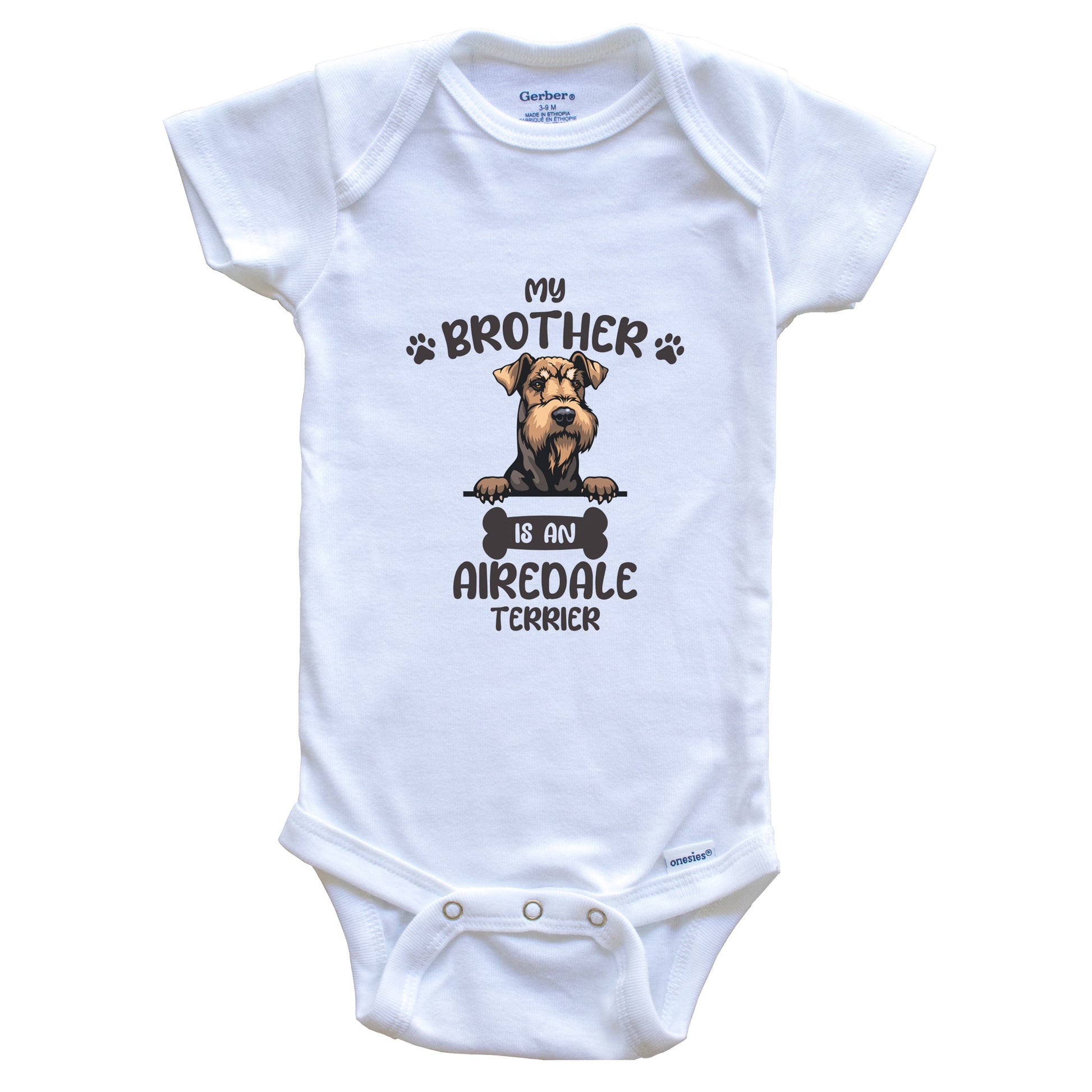My Brother Is An Airedale Terrier Cute Dog Breed Baby Bodysuit