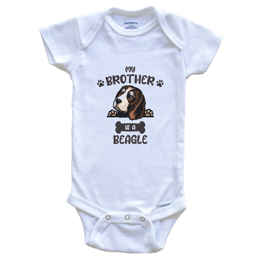 My Brother Is A Beagle Cute Dog Breed Baby Bodysuit