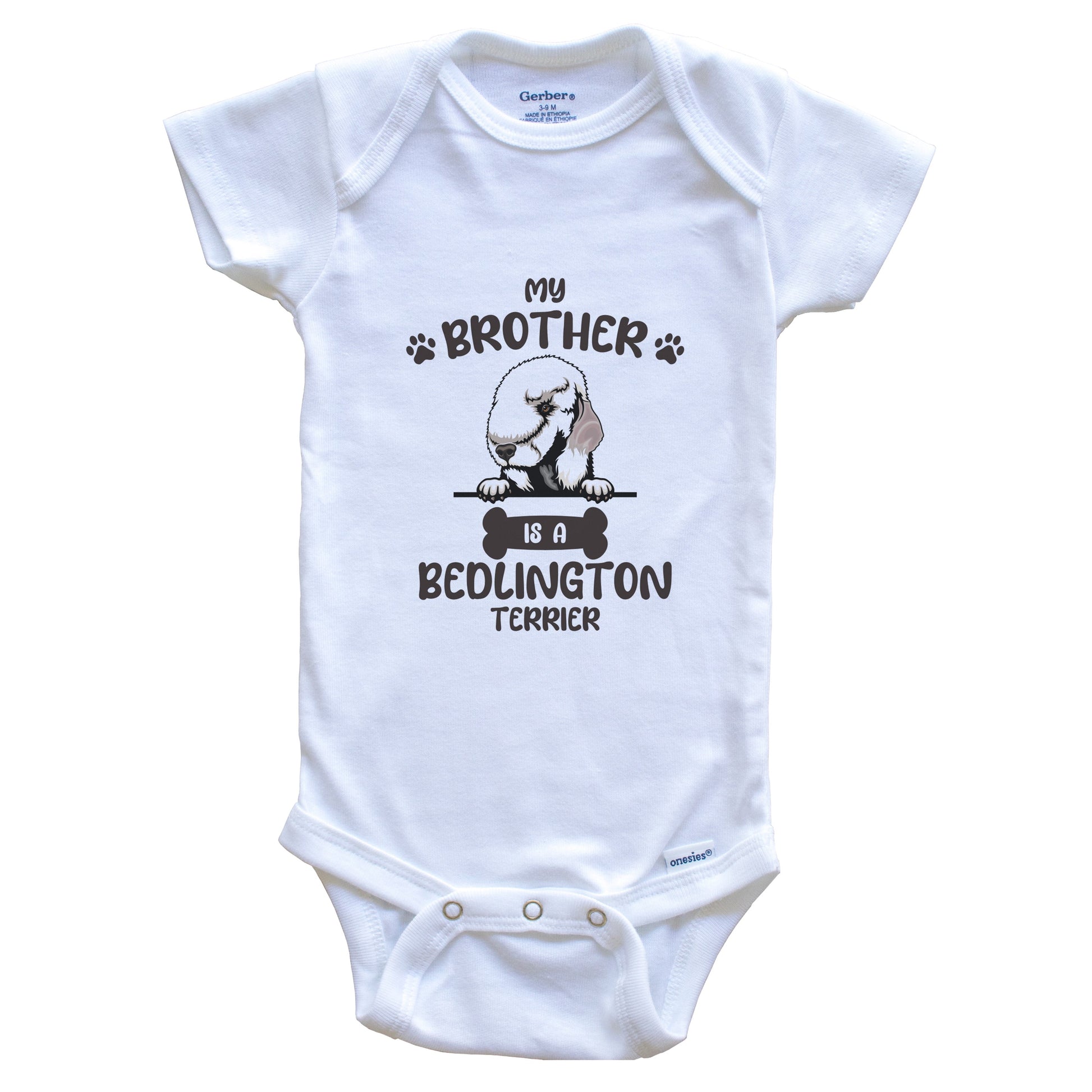 My Brother Is A Bedlington Terrier Cute Dog Breed Baby Bodysuit