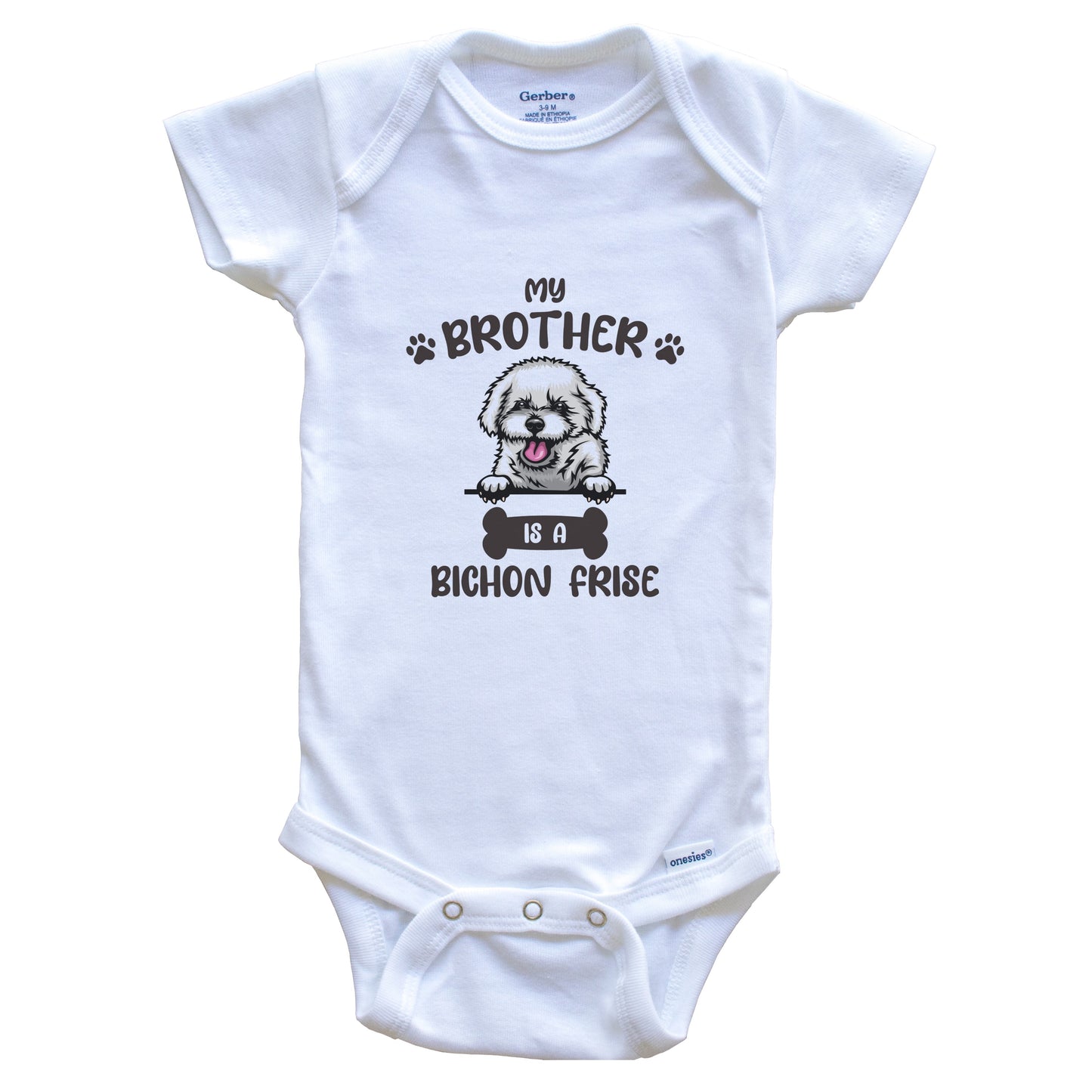 My Brother Is A Bichon Frise Cute Dog Breed Baby Bodysuit