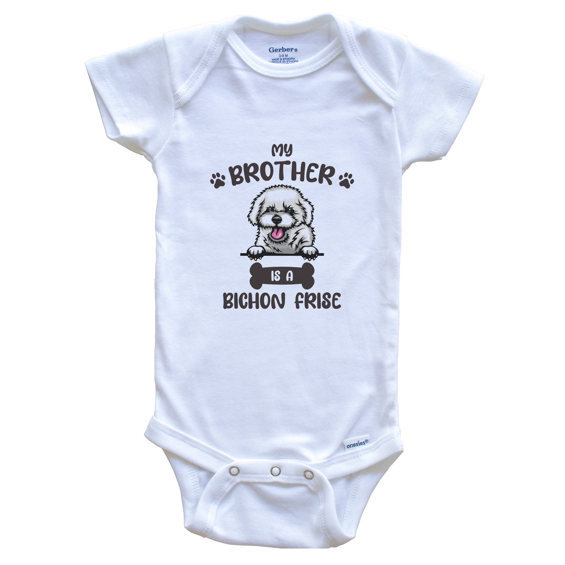 My Brother Is A Bichon Frise Cute Dog Breed Baby Bodysuit