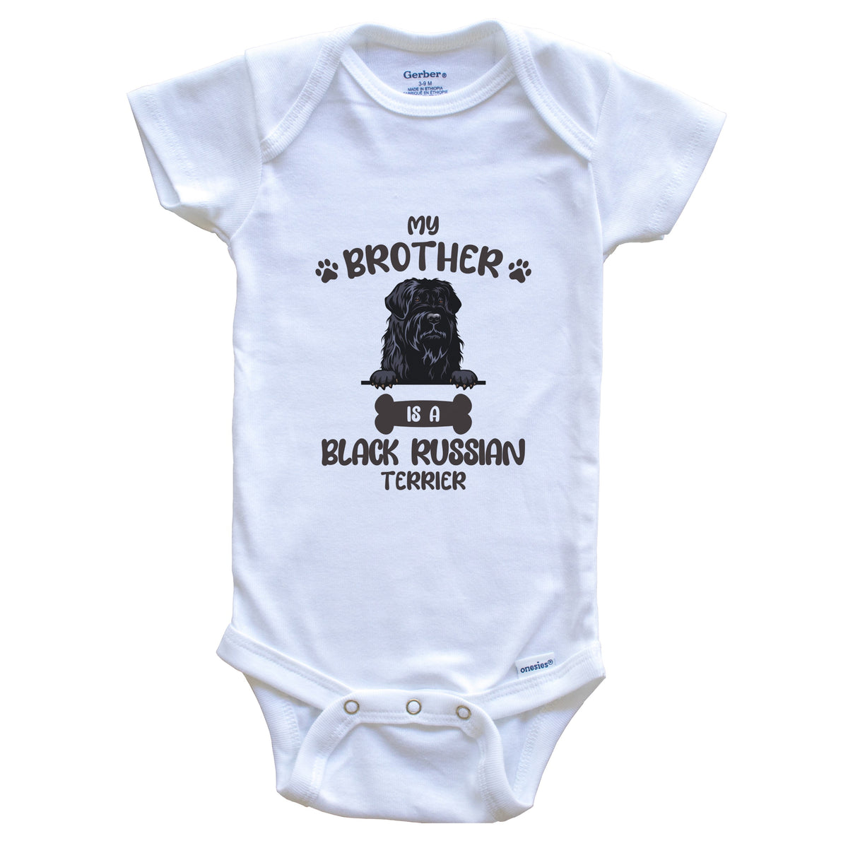My Brother Is A Black Russian Terrier Cute Dog Breed Baby Bodysuit