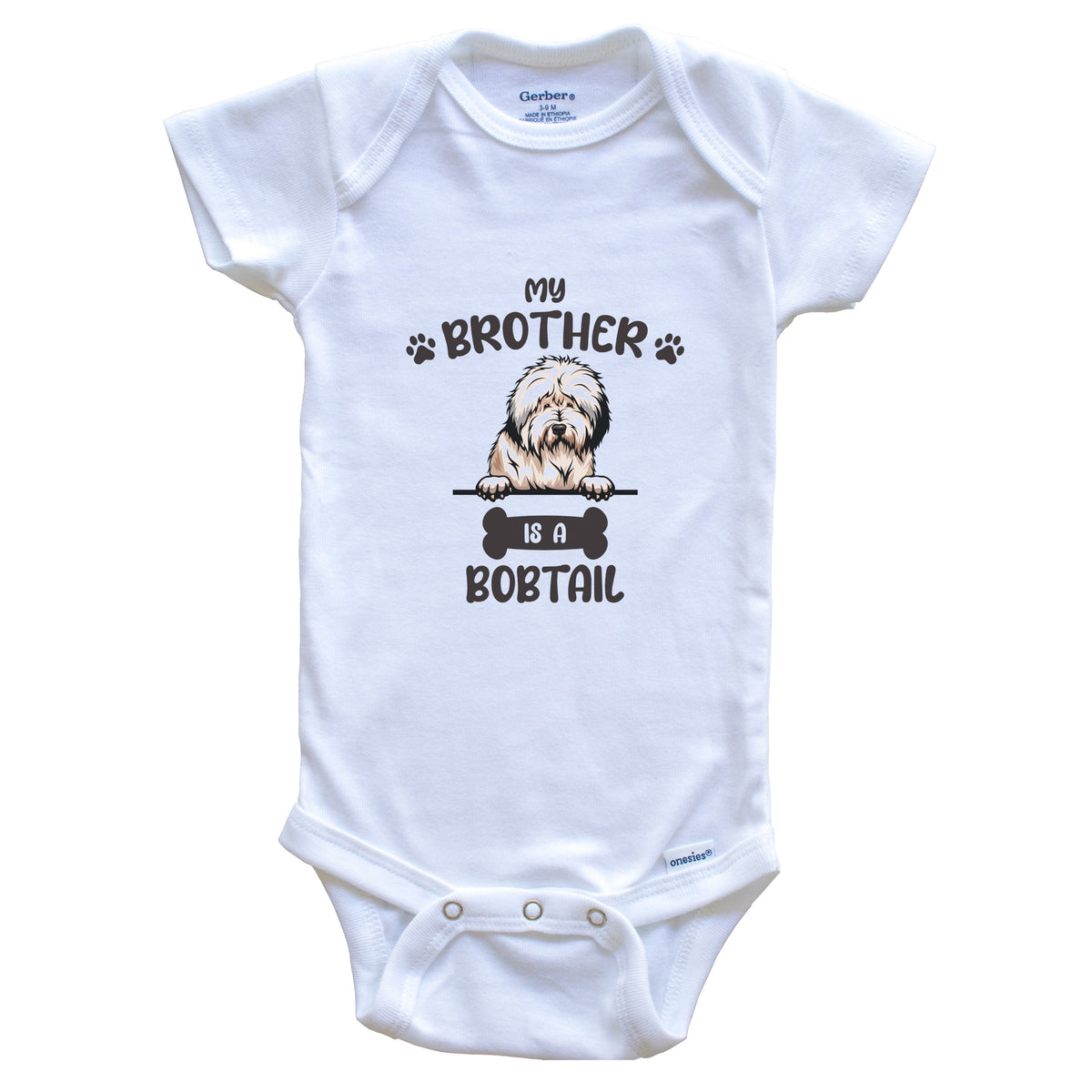 My Brother Is A Bobtail Cute Dog Breed Baby Bodysuit
