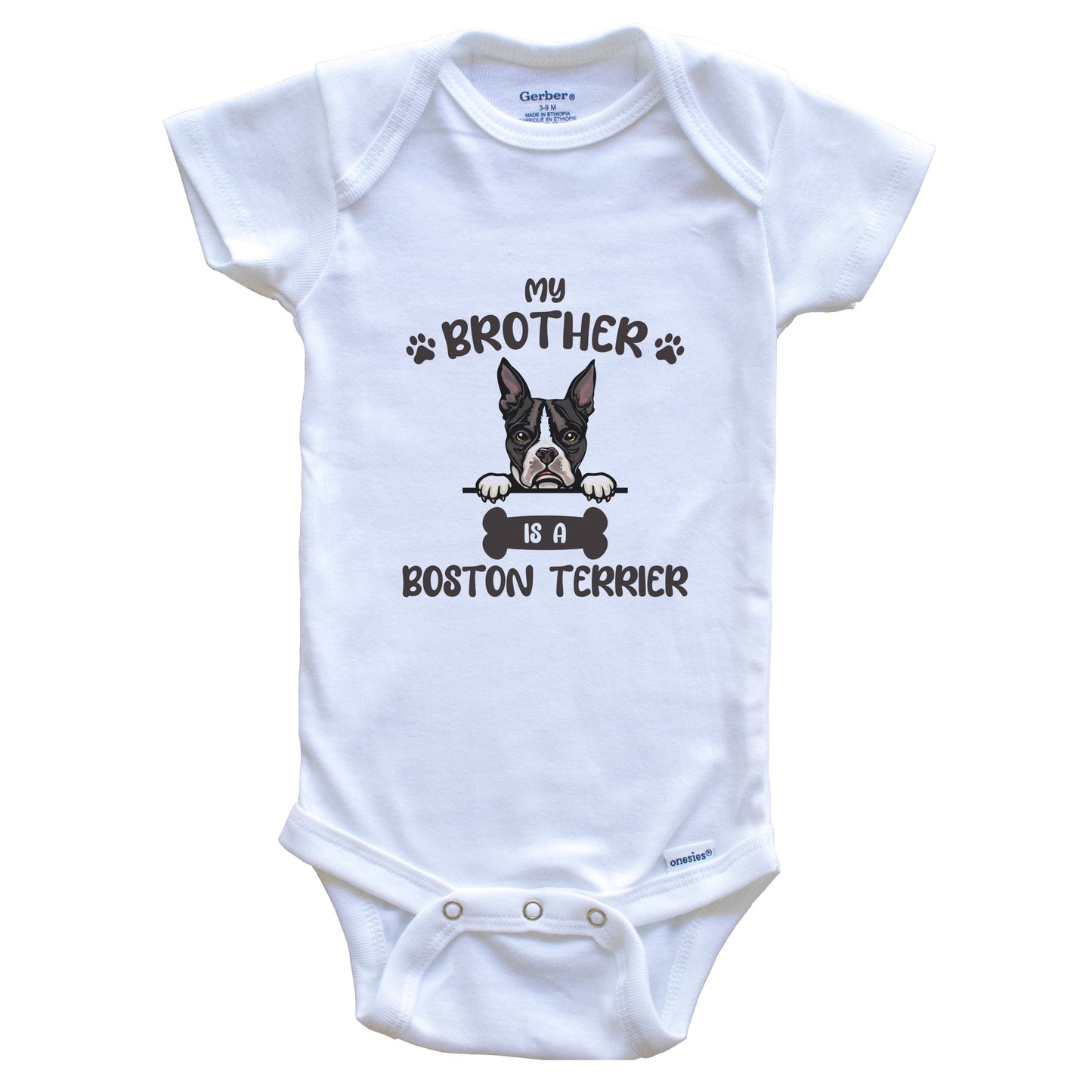 My Brother Is A Boston Terrier Cute Dog Breed Baby Bodysuit