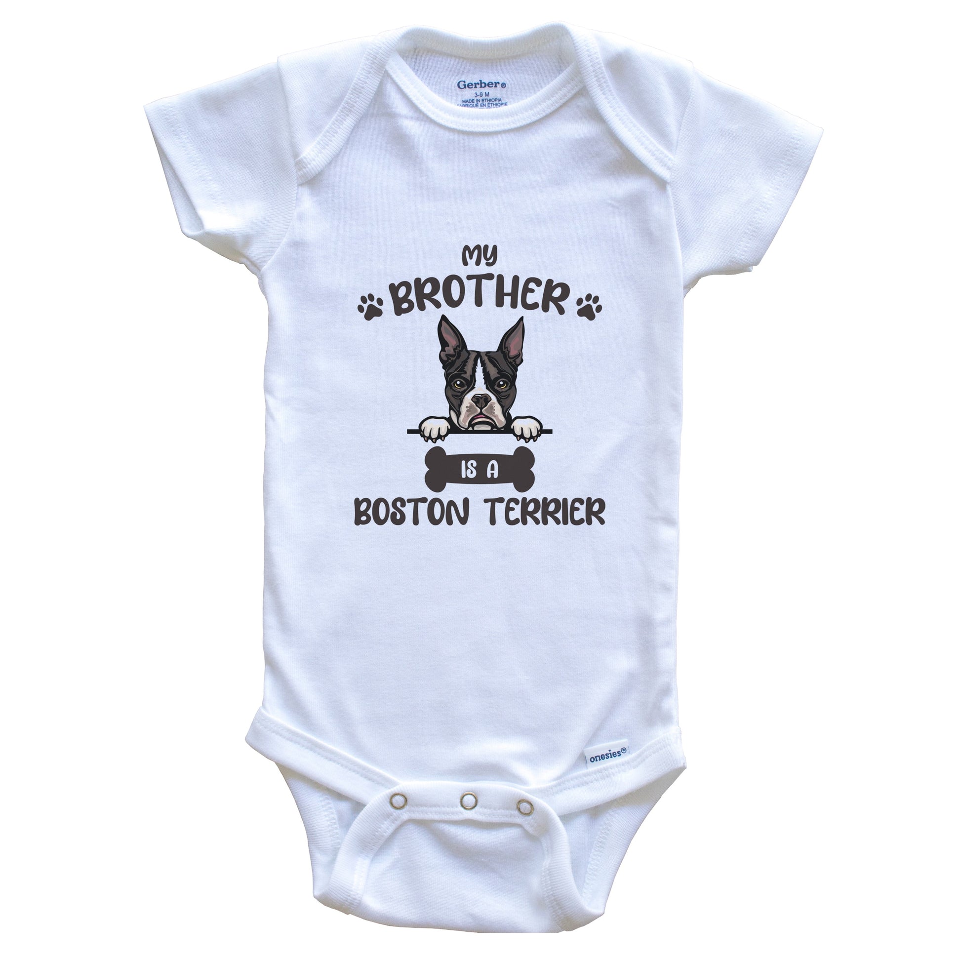 My Brother Is A Boston Terrier Cute Dog Breed Baby Bodysuit