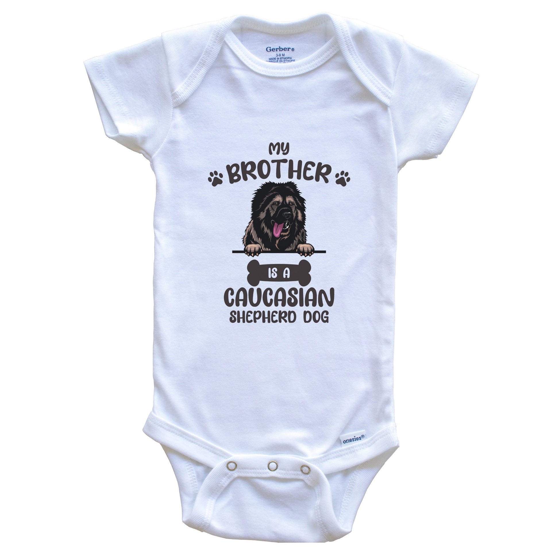 My Brother Is A Caucasian Shepherd Dog Cute Dog Breed Baby Bodysuit