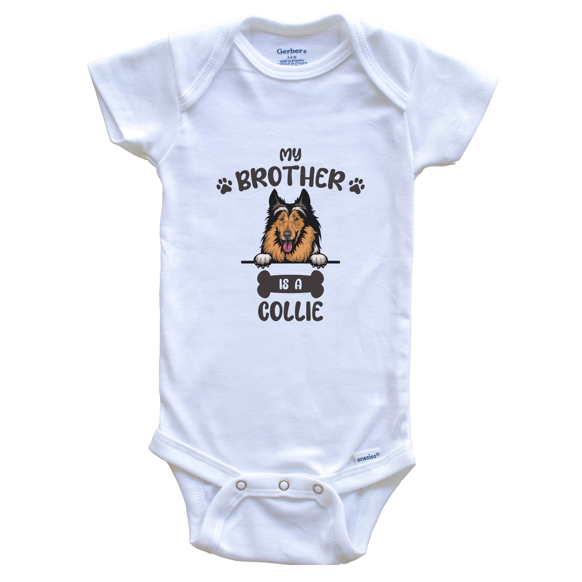 My Brother Is A Collie Cute Dog Breed Baby Bodysuit