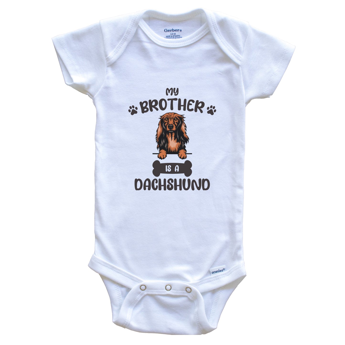My Brother Is A Dachshund Cute Dog Breed Baby Bodysuit
