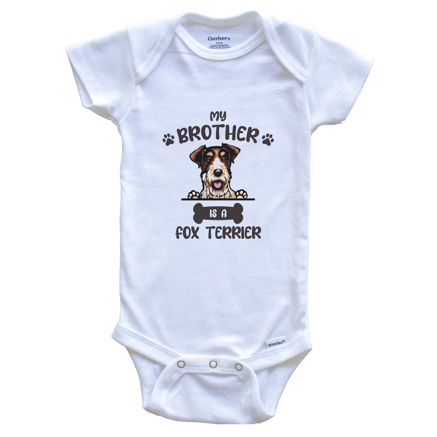 My Brother Is A Fox Terrier Cute Dog Breed Baby Bodysuit