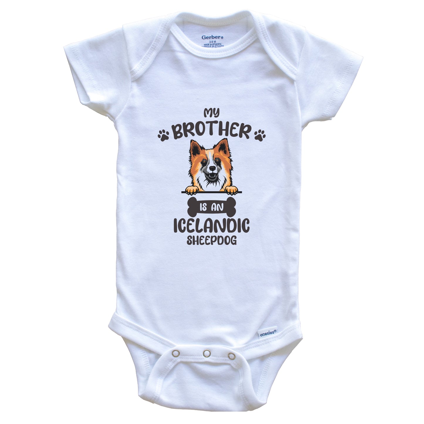 My Brother Is An Icelandic Sheepdog Cute Dog Breed Baby Bodysuit
