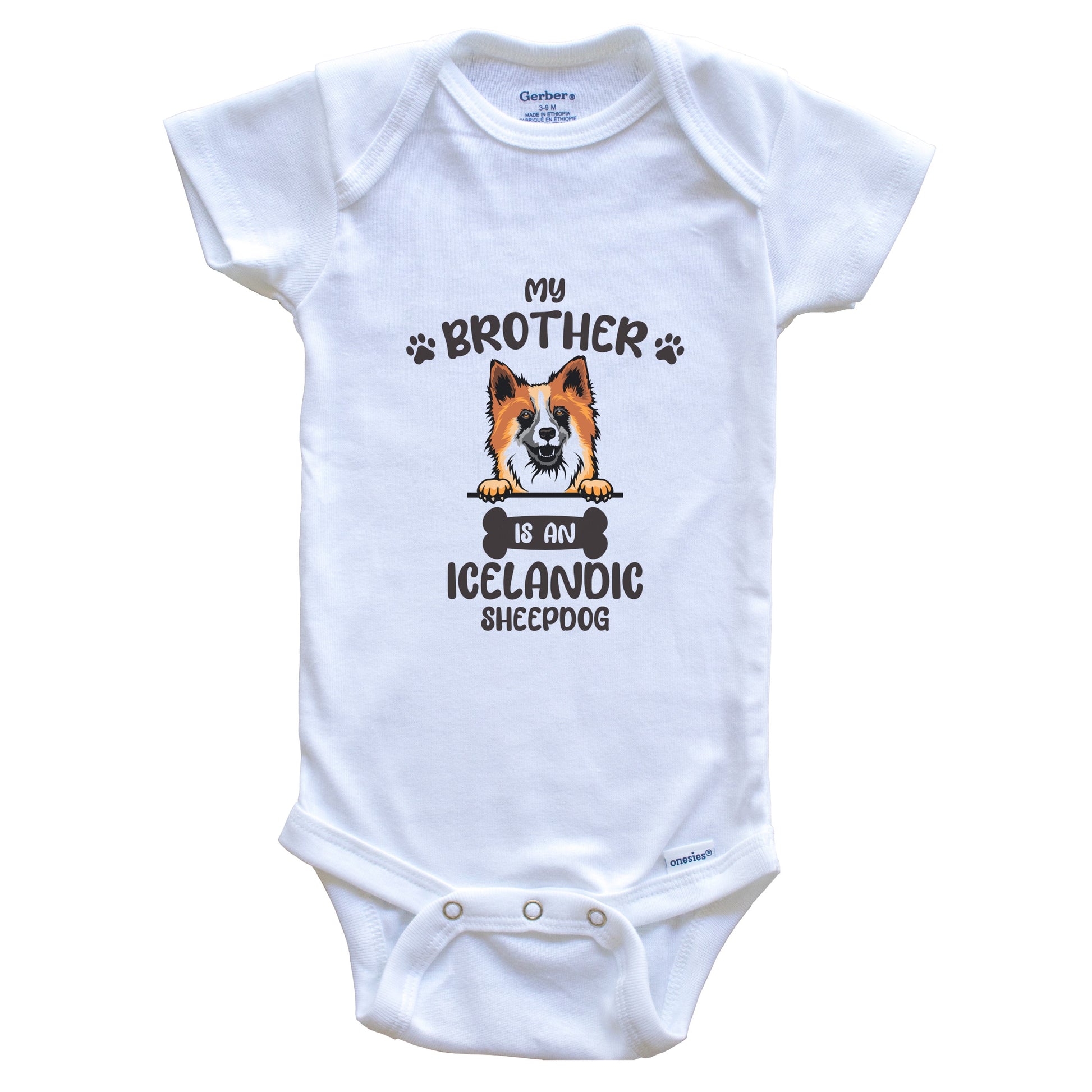 My Brother Is An Icelandic Sheepdog Cute Dog Breed Baby Bodysuit