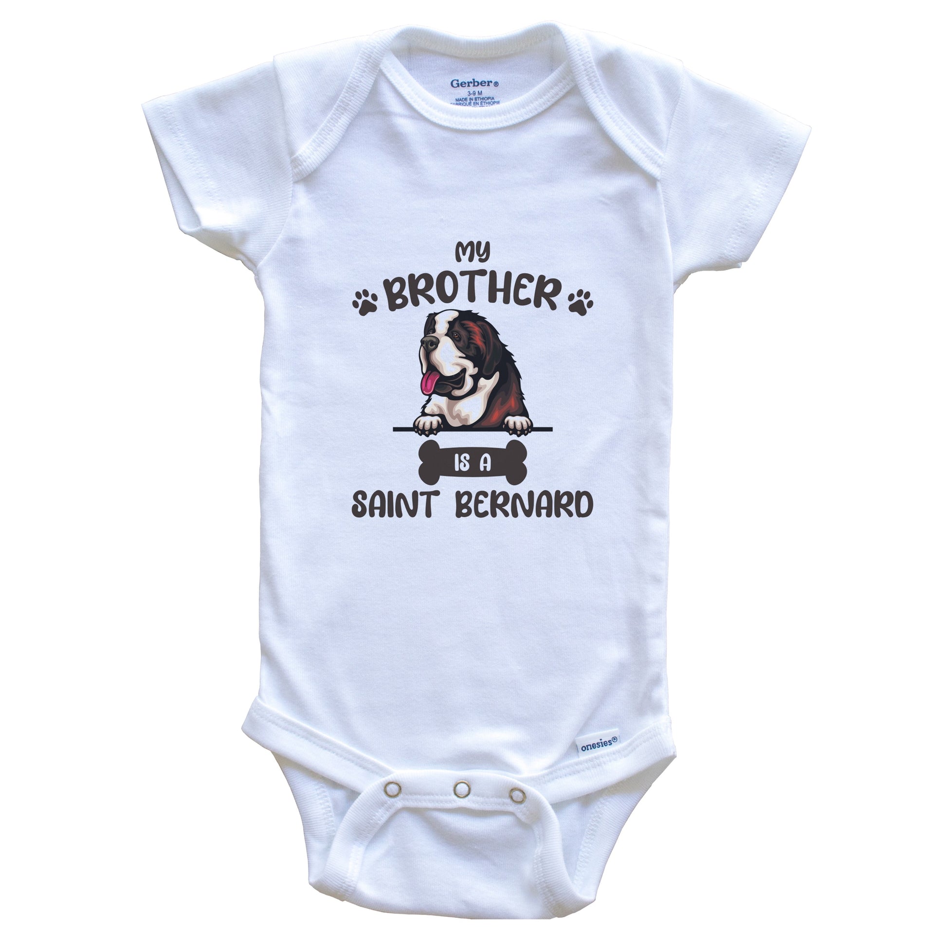 My Brother Is A Saint Bernard Cute Dog Breed Baby Bodysuit