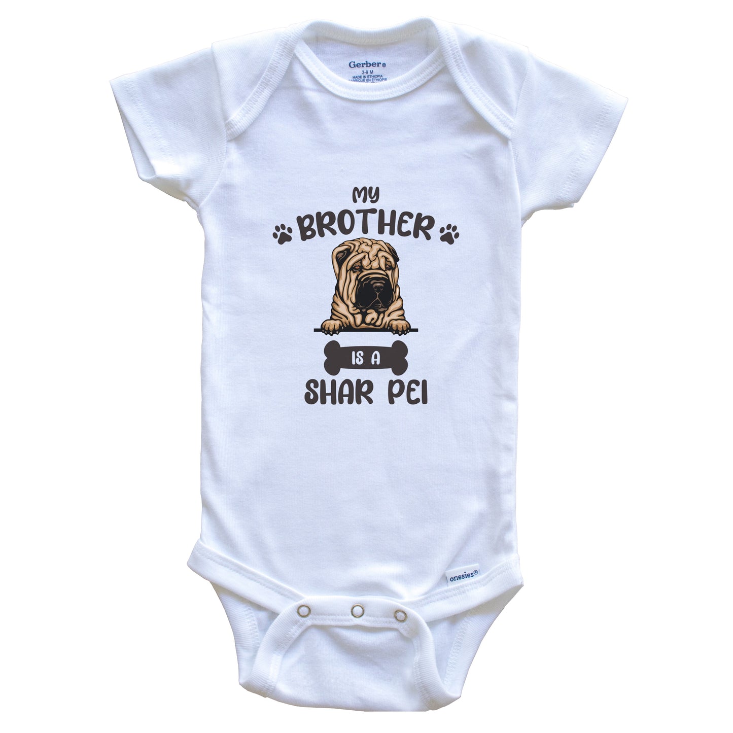 My Brother Is A Shar Pei Cute Dog Breed Baby Bodysuit