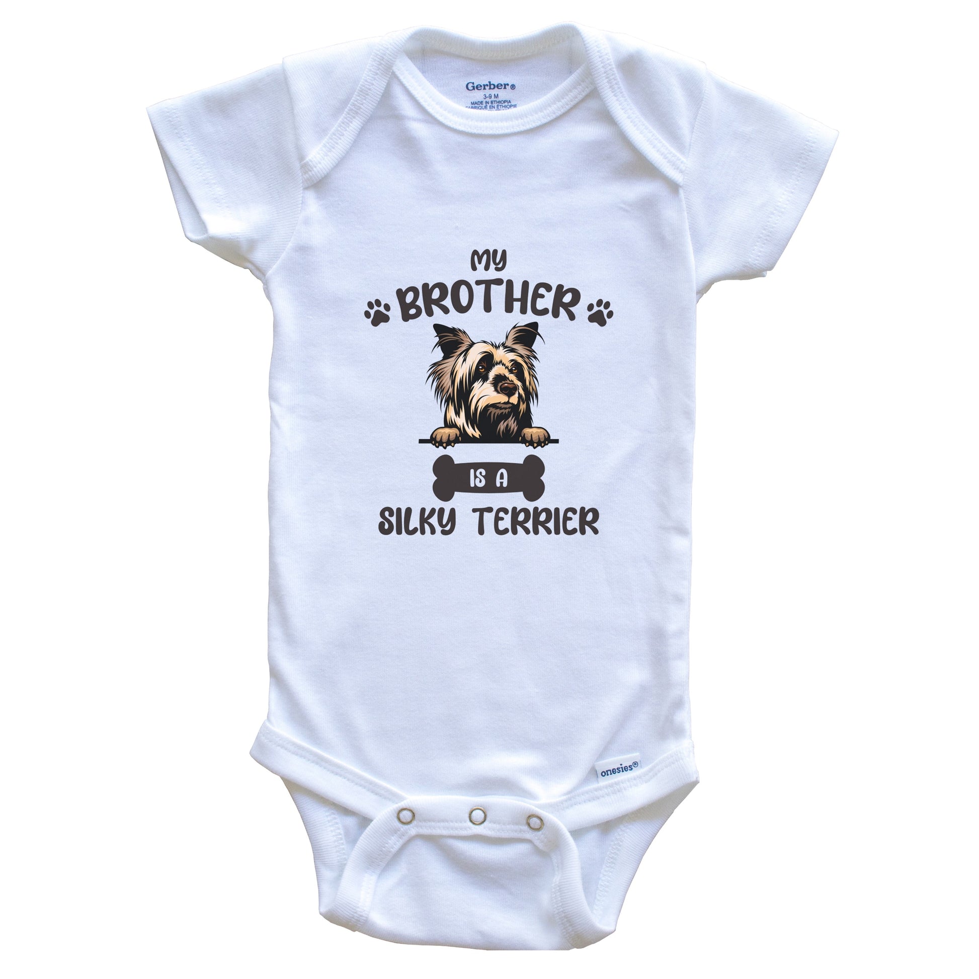 My Brother Is A Silky Terrier Cute Dog Breed Baby Bodysuit