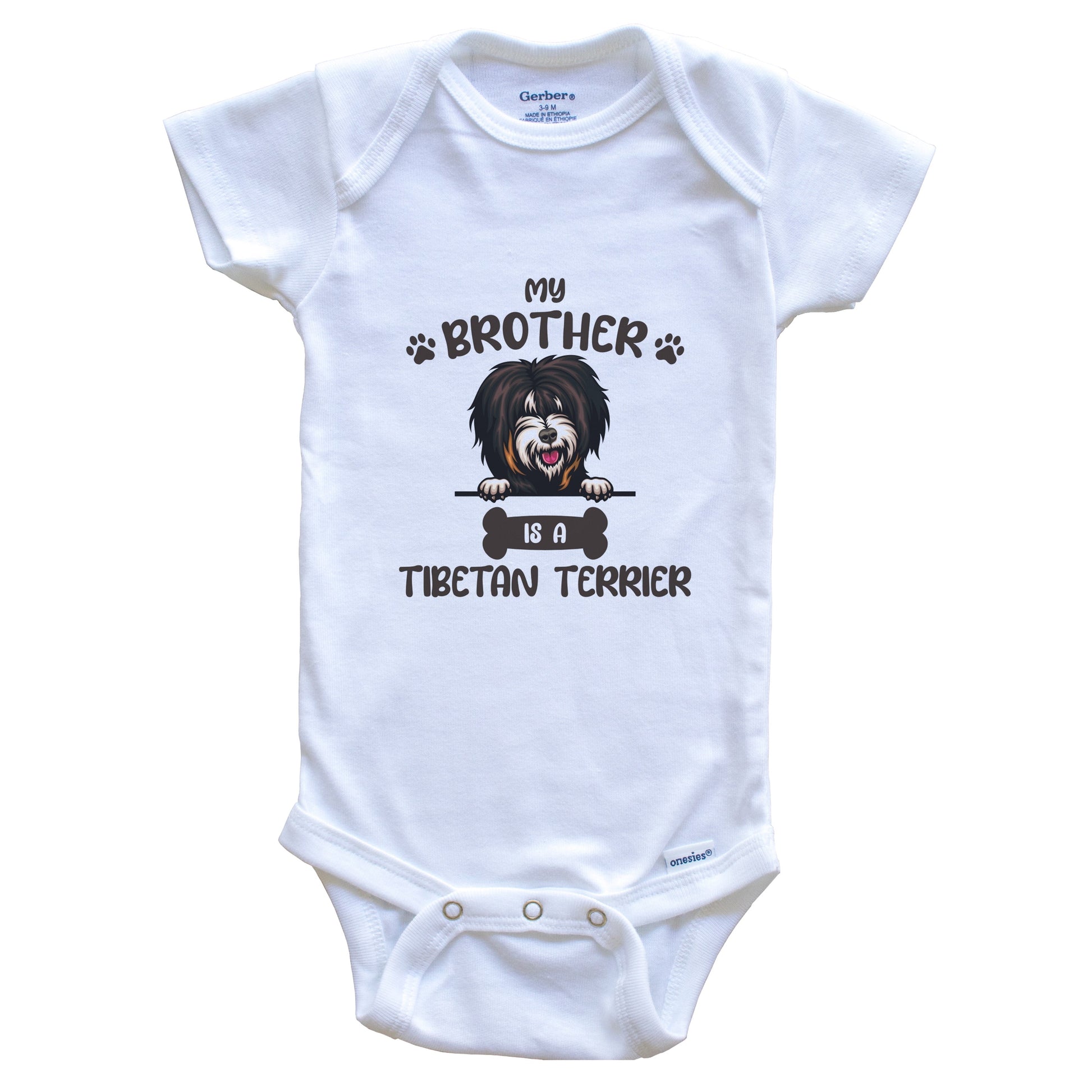 My Brother Is A Tibetan Terrier Cute Dog Breed Baby Bodysuit