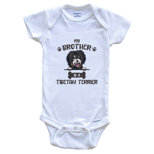 My Brother Is A Tibetan Terrier Cute Dog Breed Baby Bodysuit