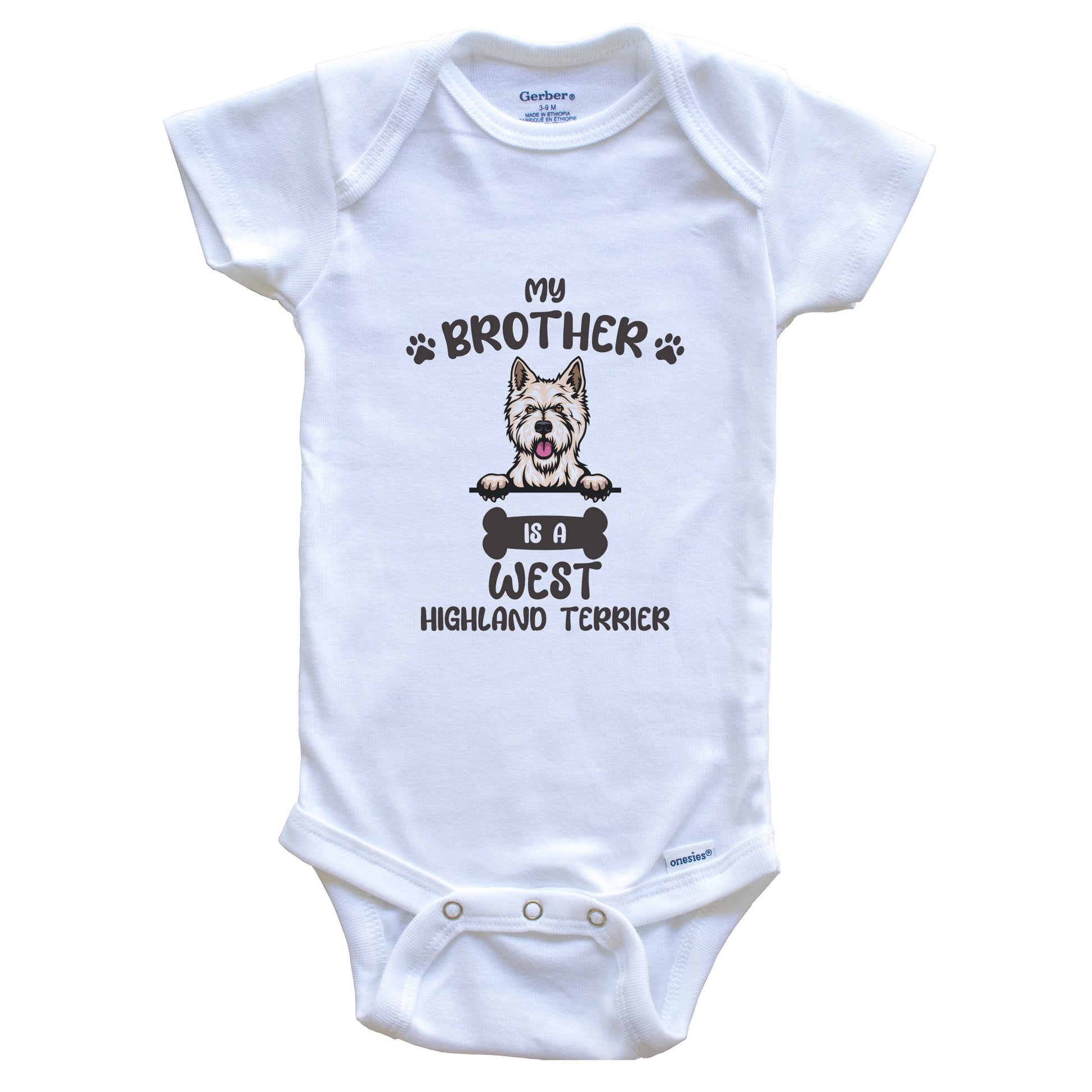 My Brother Is A West Highland Terrier Cute Dog Breed Baby Bodysuit