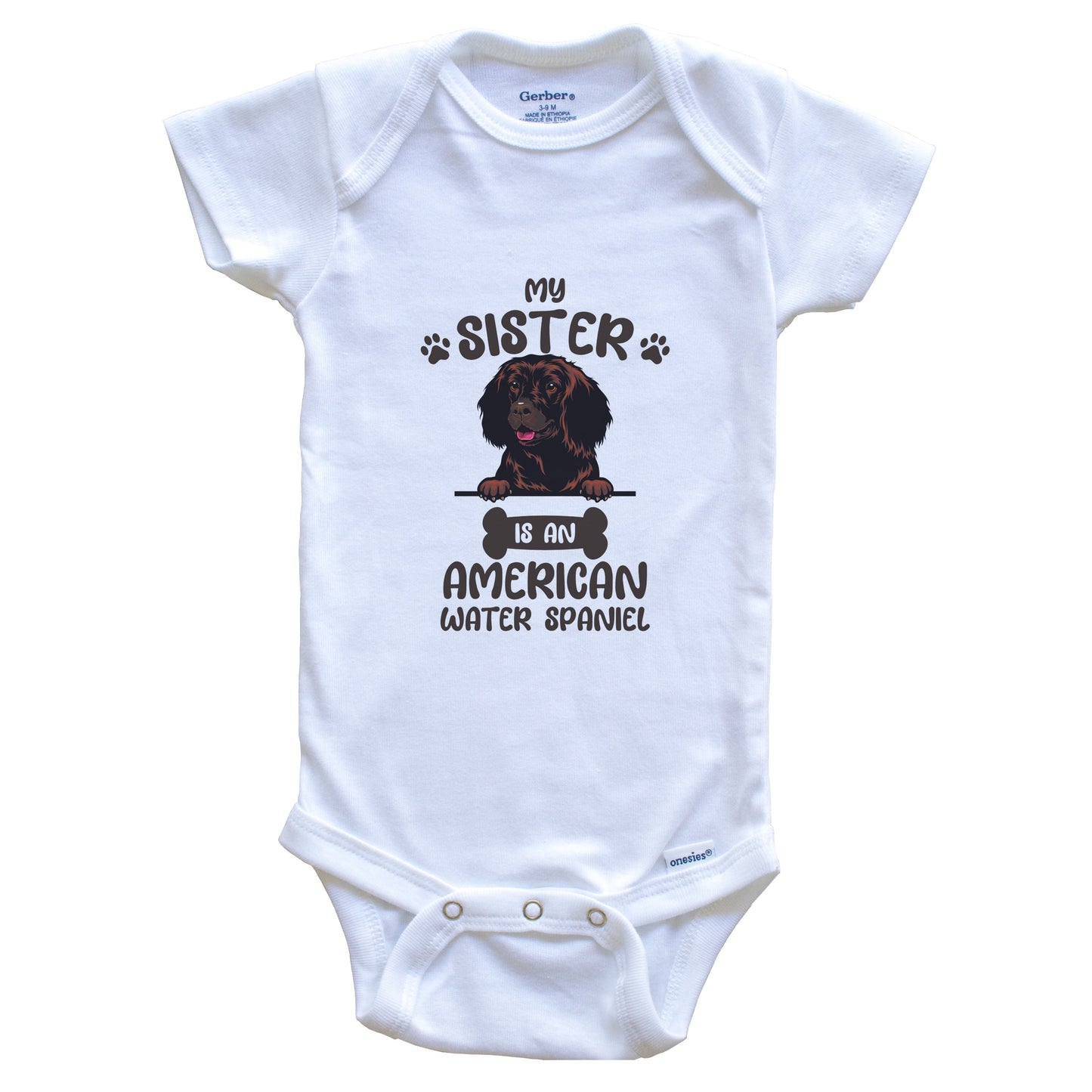My Sister Is An American Water Spaniel Cute Dog Breed Baby Bodysuit