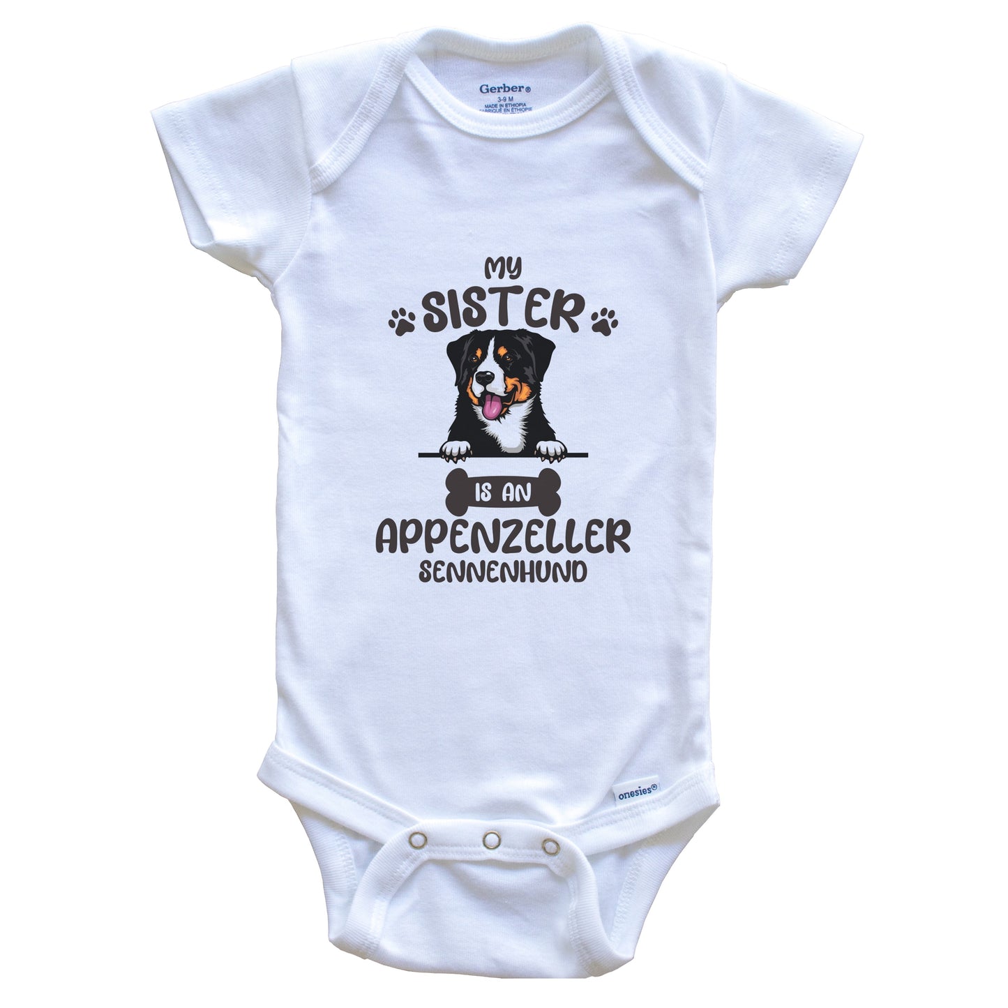 My Sister Is An Appenzeller Sennenhund Cute Dog Breed Baby Bodysuit