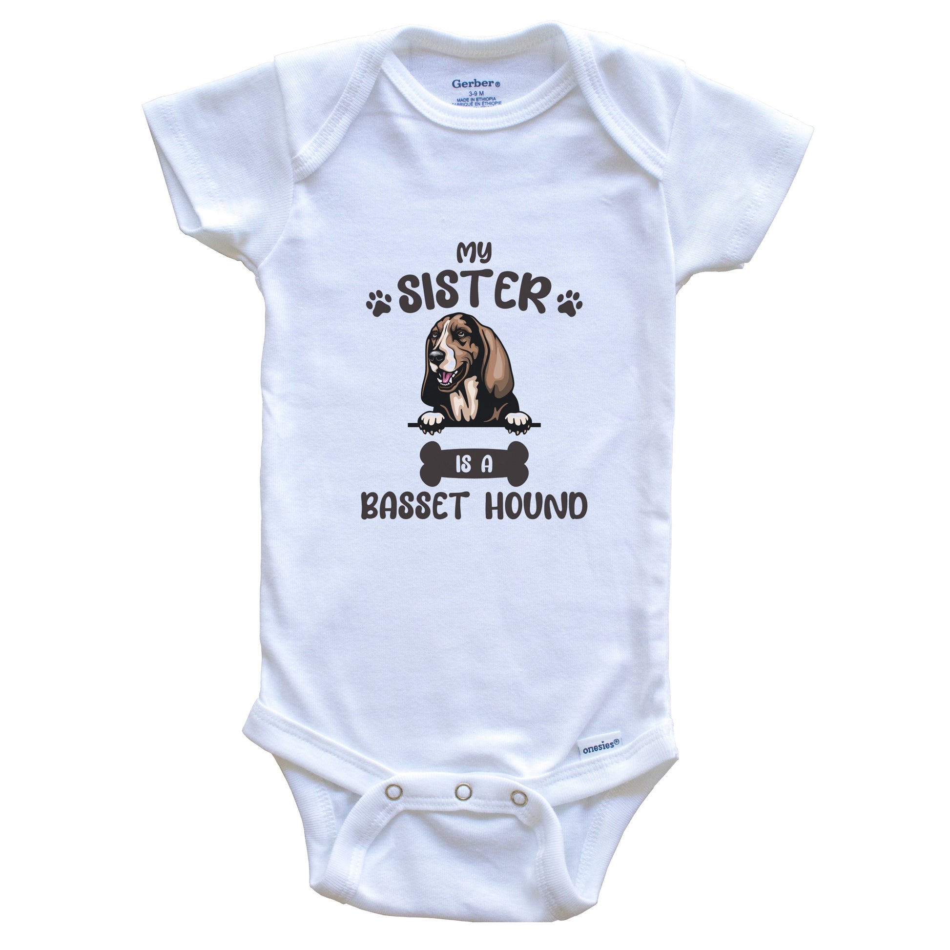 My Sister Is A Basset Hound Cute Dog Breed Baby Bodysuit