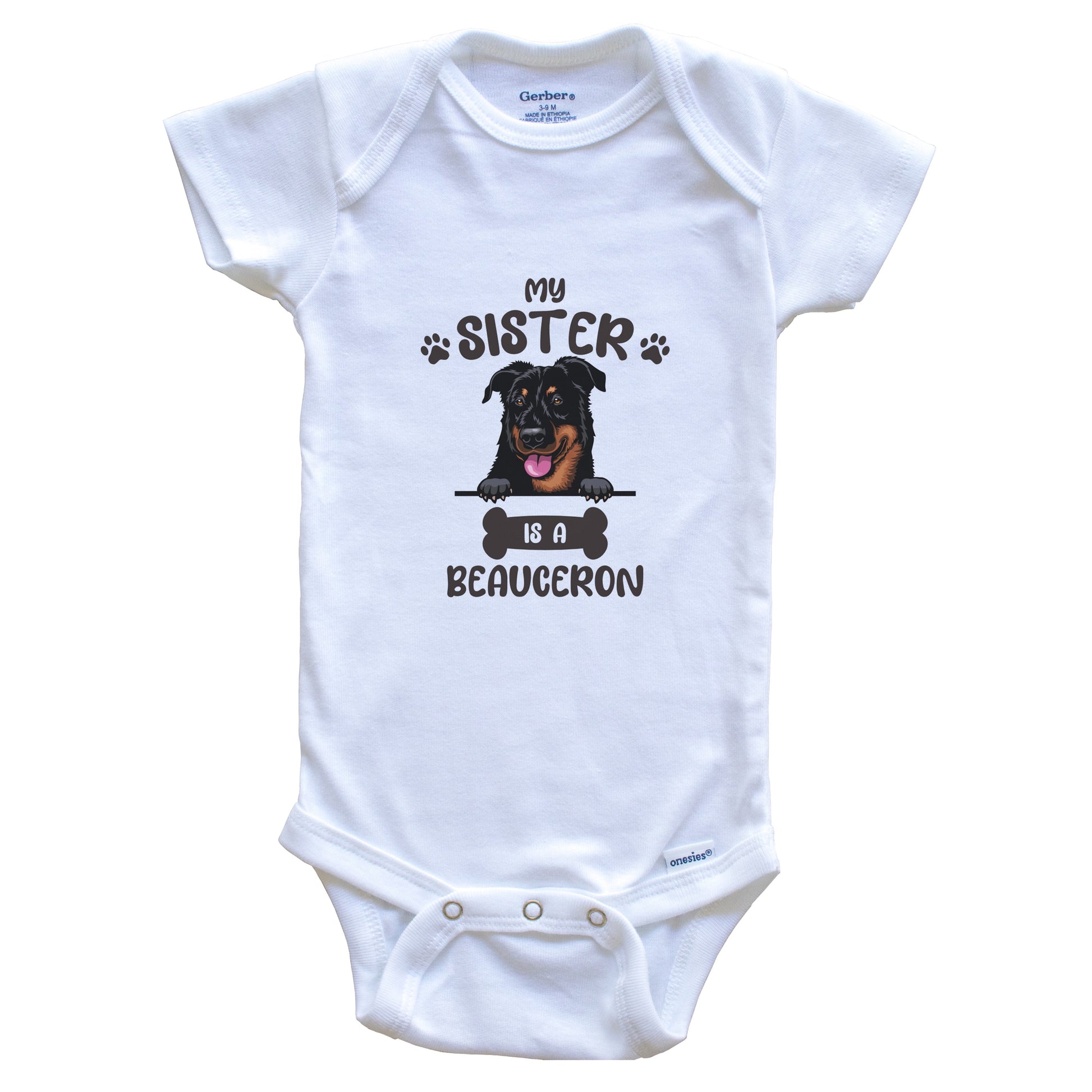 My Sister Is A Beauceron Cute Dog Breed Baby Bodysuit