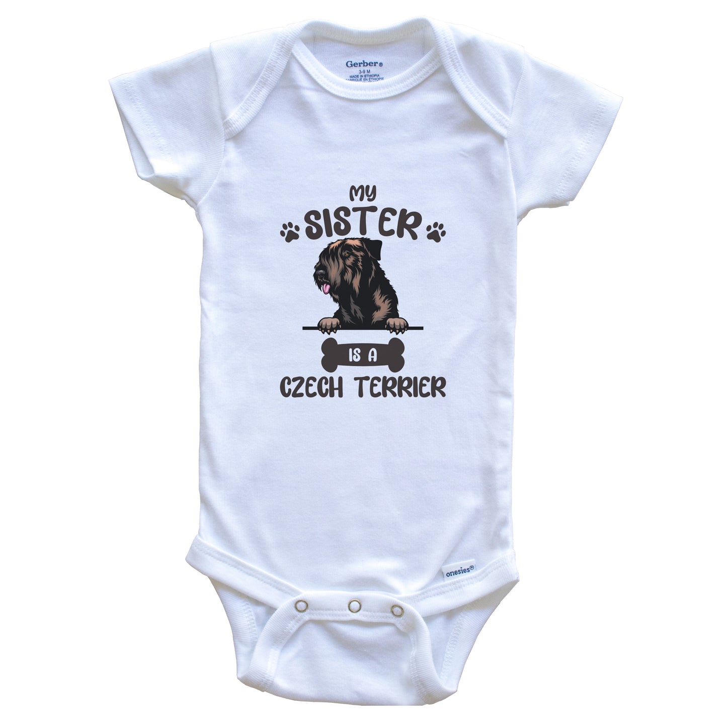 My Sister Is A Czech Terrier Cute Dog Breed Baby Bodysuit