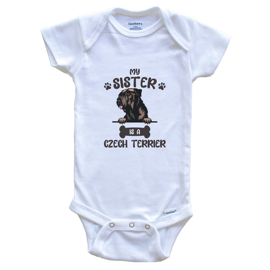My Sister Is A Czech Terrier Cute Dog Breed Baby Bodysuit