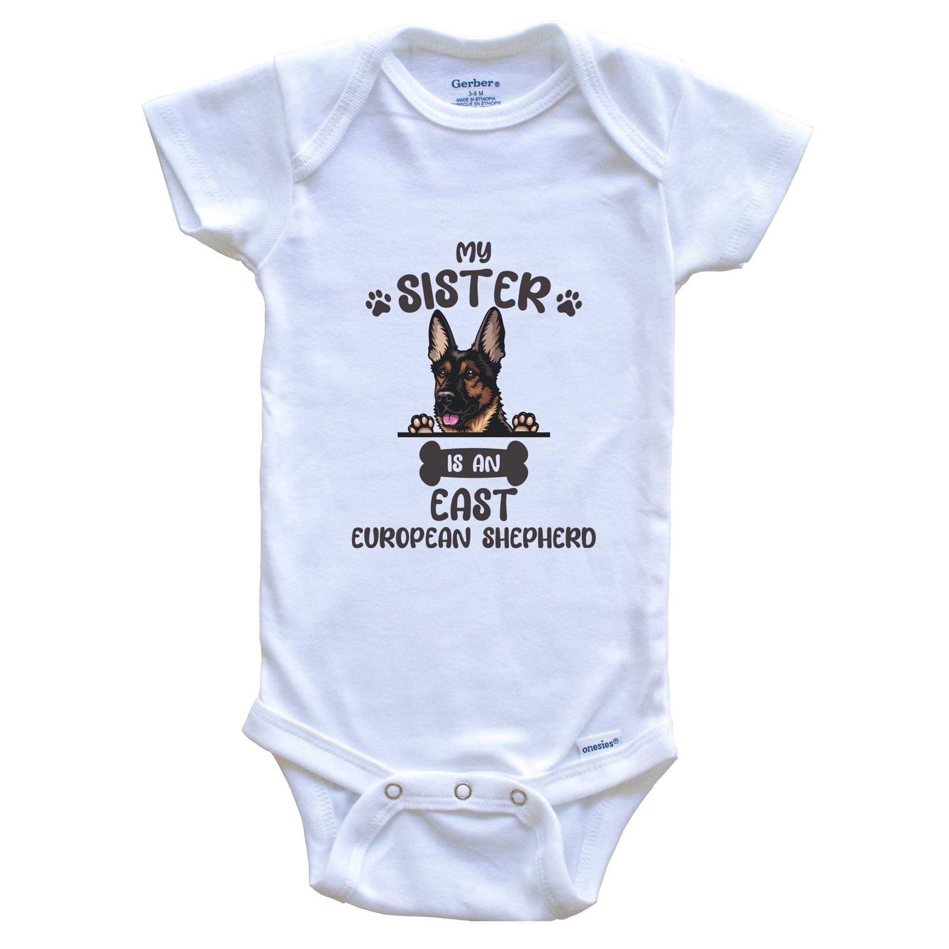 My Sister Is An East European Shepherd Cute Dog Breed Baby Bodysuit