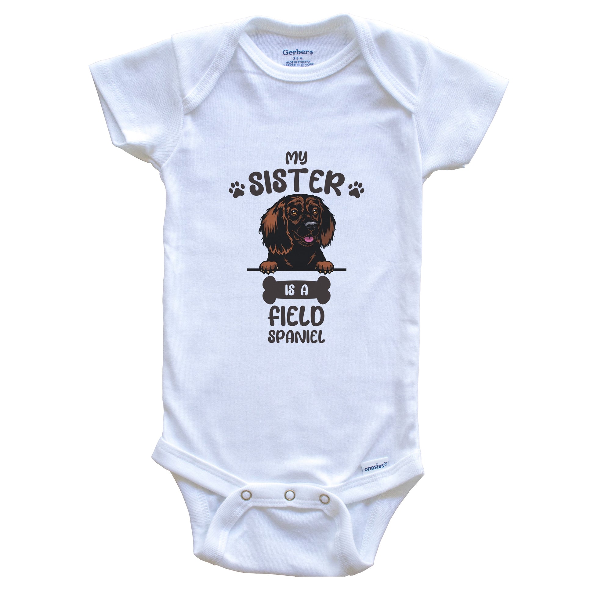 My Sister Is A Field Spaniel Cute Dog Breed Baby Bodysuit