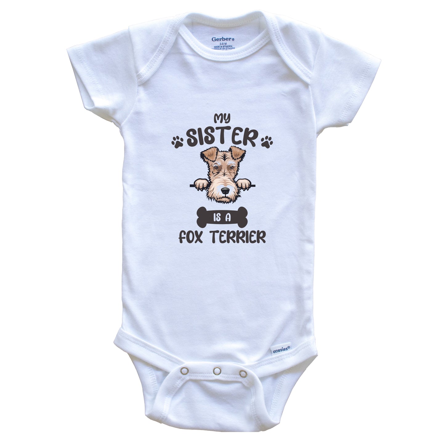My Sister Is A Fox Terrier Cute Dog Breed Baby Bodysuit