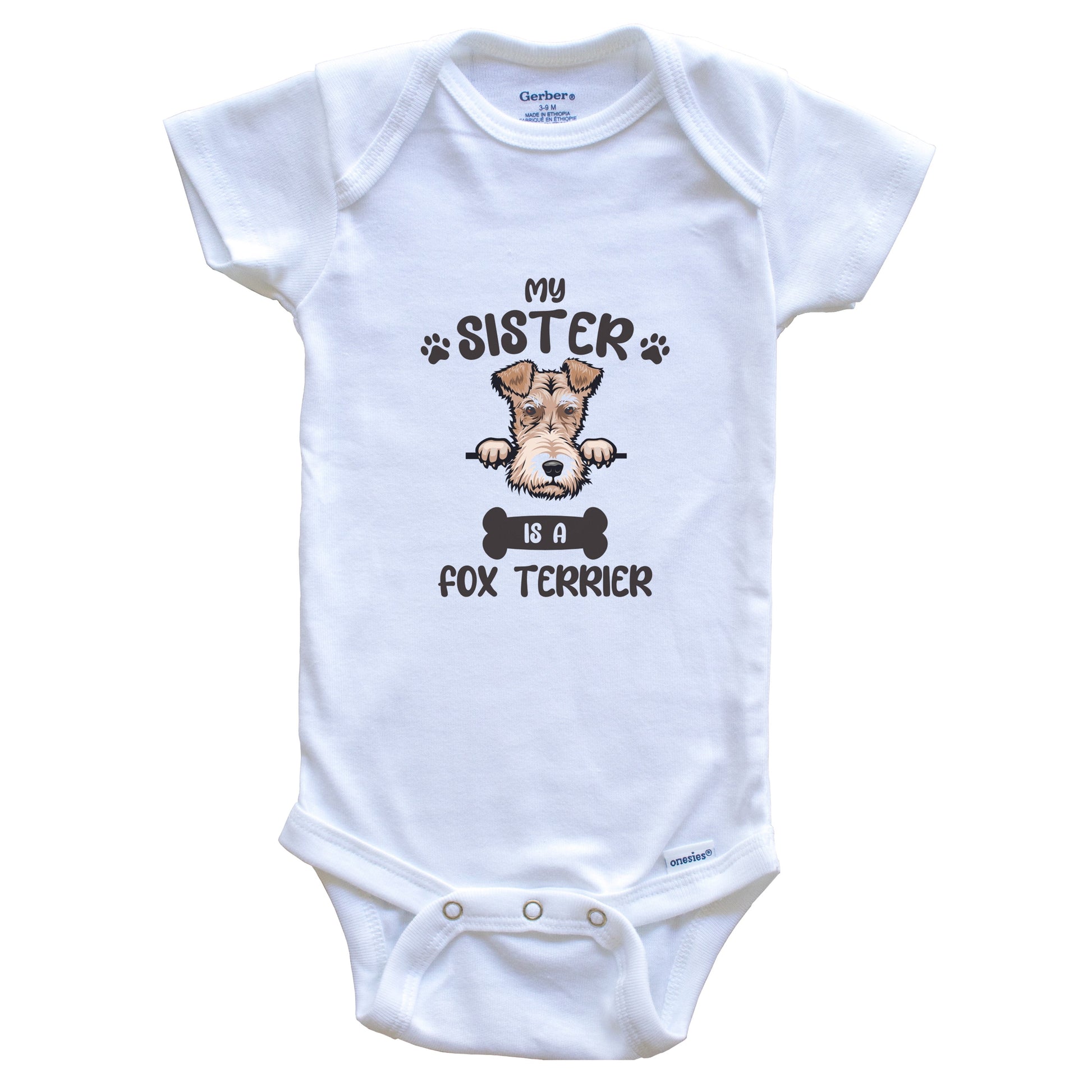 My Sister Is A Fox Terrier Cute Dog Breed Baby Bodysuit
