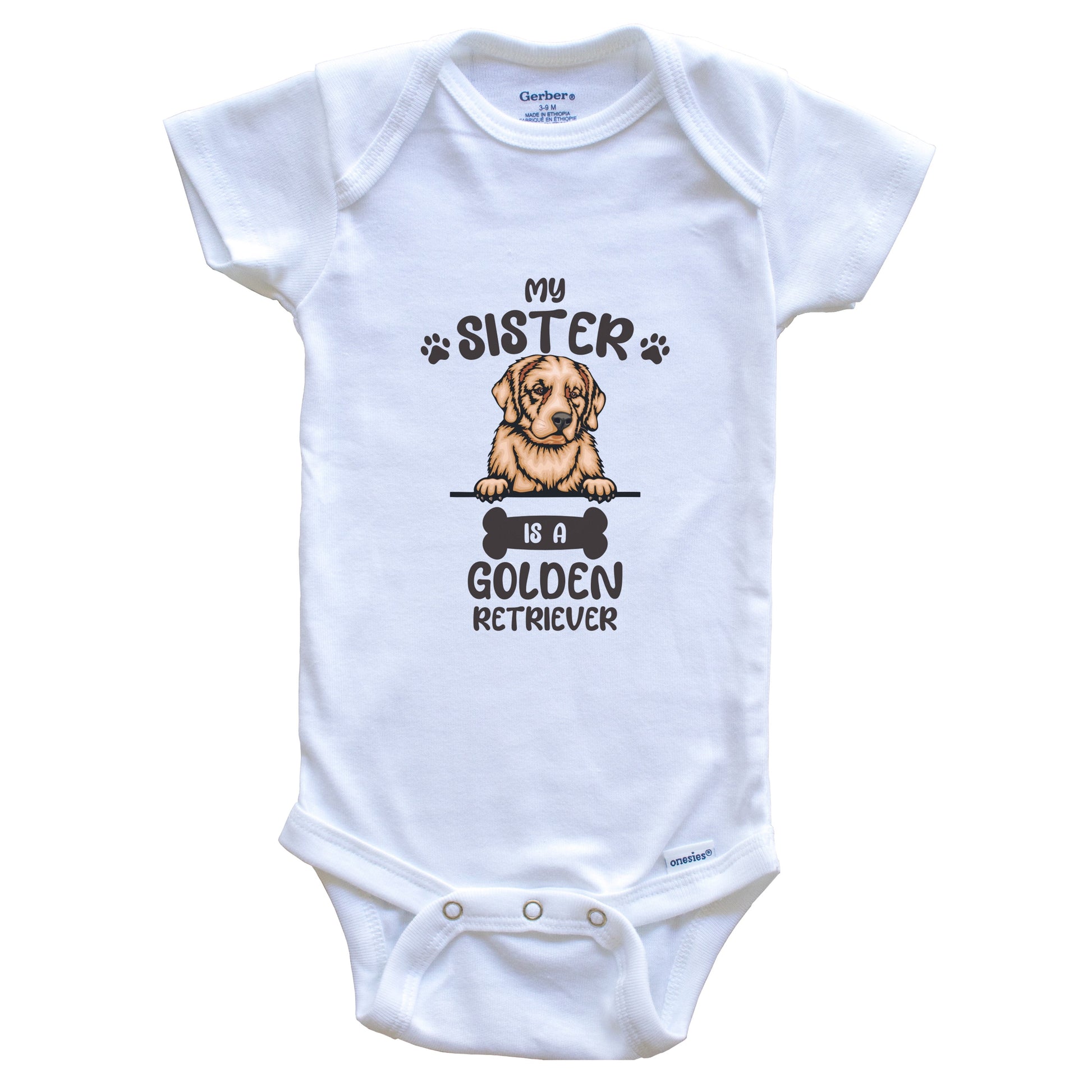 My Sister Is A Golden Retriever Cute Dog Breed Baby Bodysuit