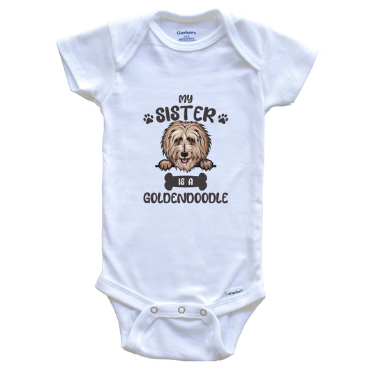 My Sister Is A Goldendoodle Cute Dog Breed Baby Bodysuit