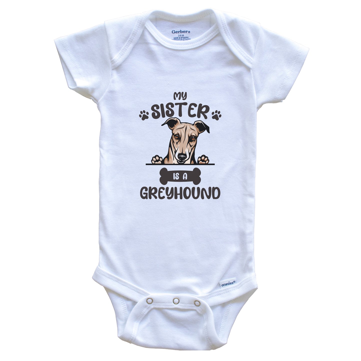 My Sister Is A Greyhound Cute Dog Breed Baby Bodysuit
