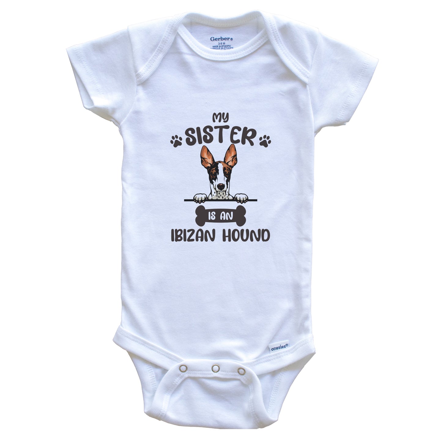 My Sister Is An Ibizan Hound Cute Dog Breed Baby Bodysuit
