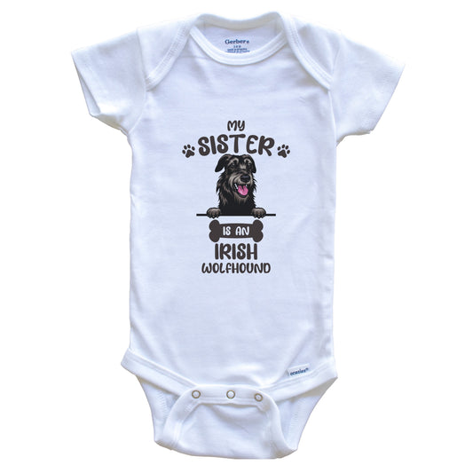 My Sister Is An Irish Wolfhound Cute Dog Breed Baby Bodysuit