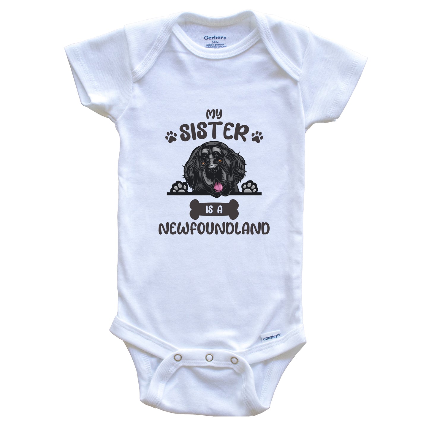My Sister Is A Newfoundland Cute Dog Breed Baby Bodysuit
