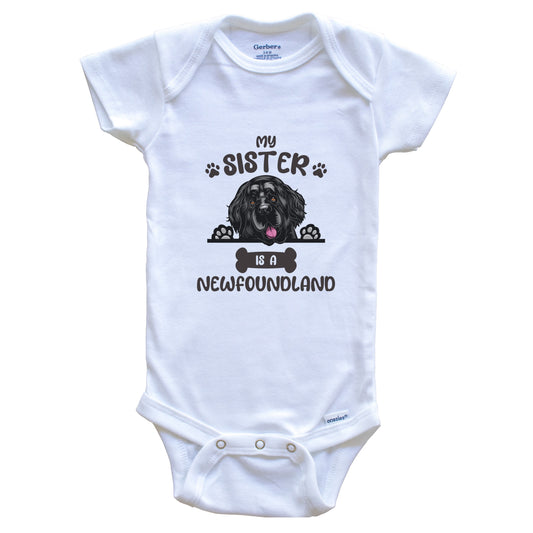 My Sister Is A Newfoundland Cute Dog Breed Baby Bodysuit