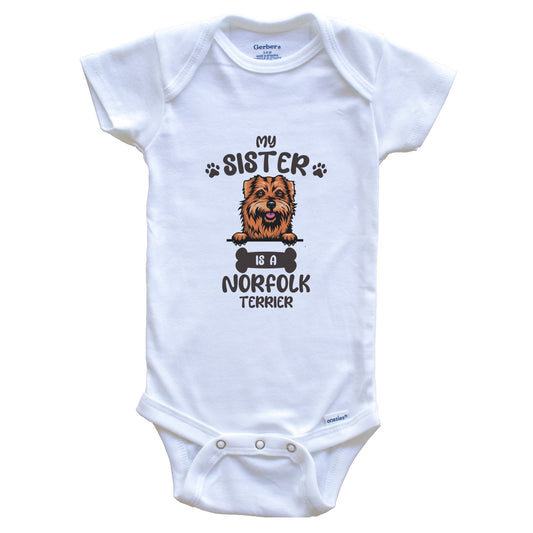 My Sister Is A Norfolk Terrier Cute Dog Breed Baby Bodysuit