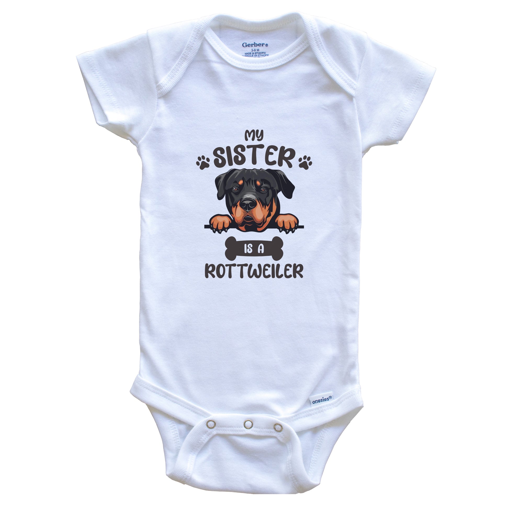 My Sister Is A Rottweiler Cute Dog Breed Baby Bodysuit – Really Awesome  Shirts