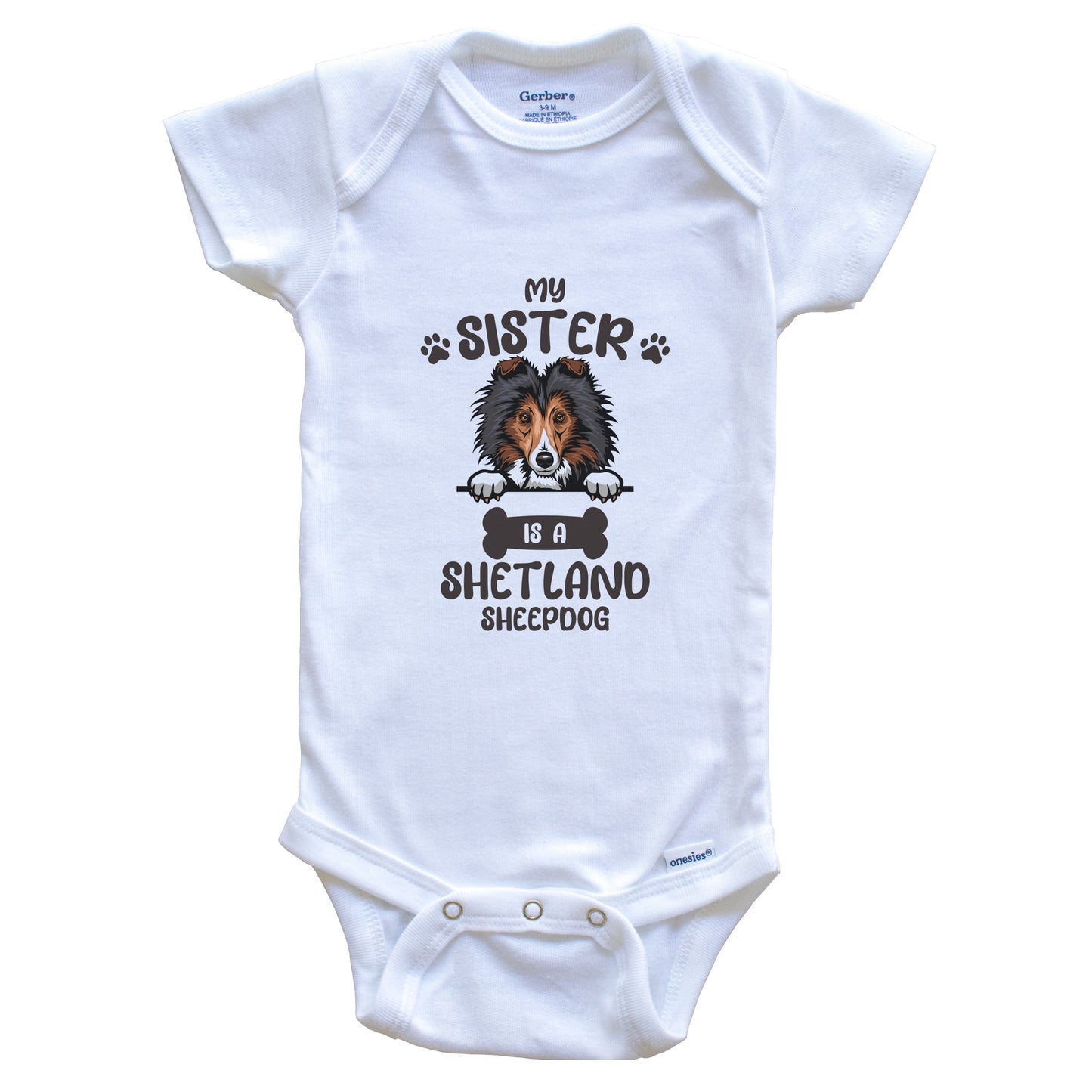 My Sister Is A Shetland Sheepdog Cute Dog Breed Baby Bodysuit