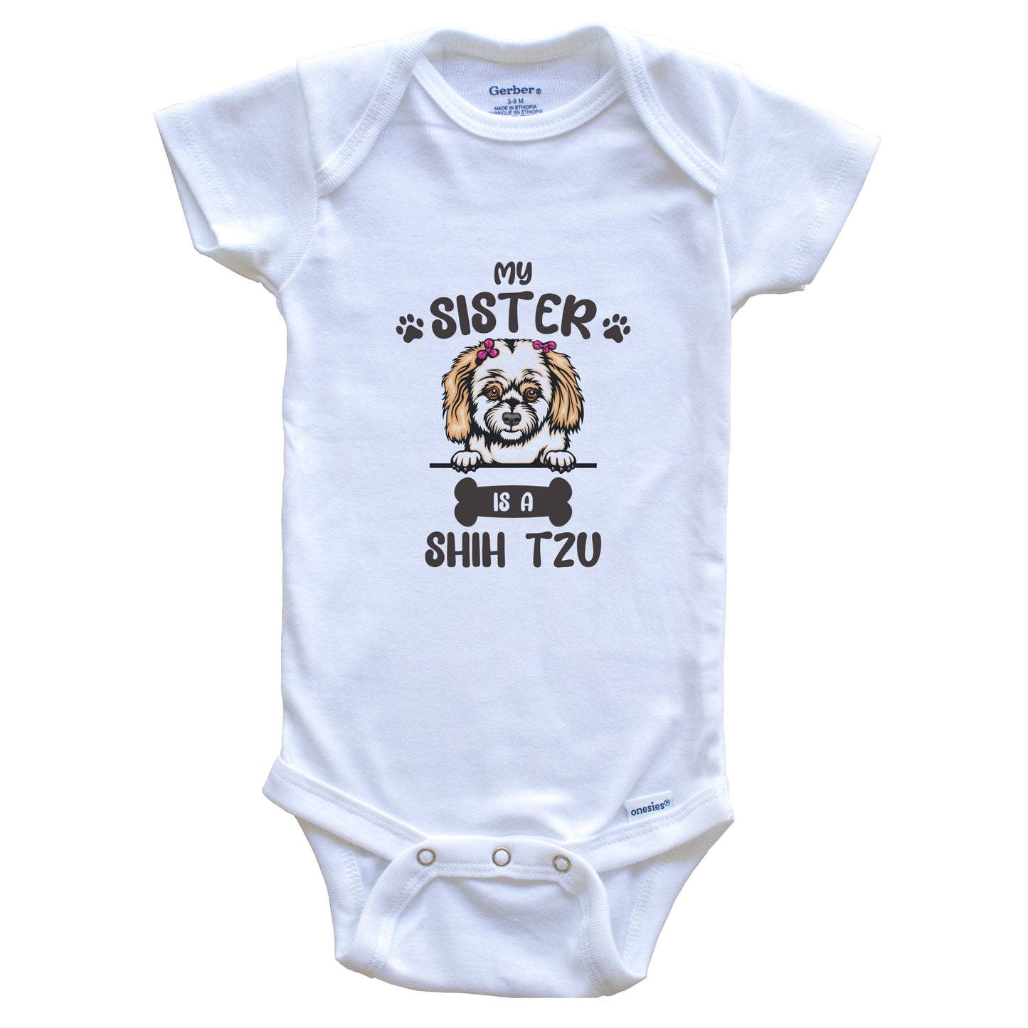 My Sister Is A Shih Tzu Cute Dog Breed Baby Bodysuit