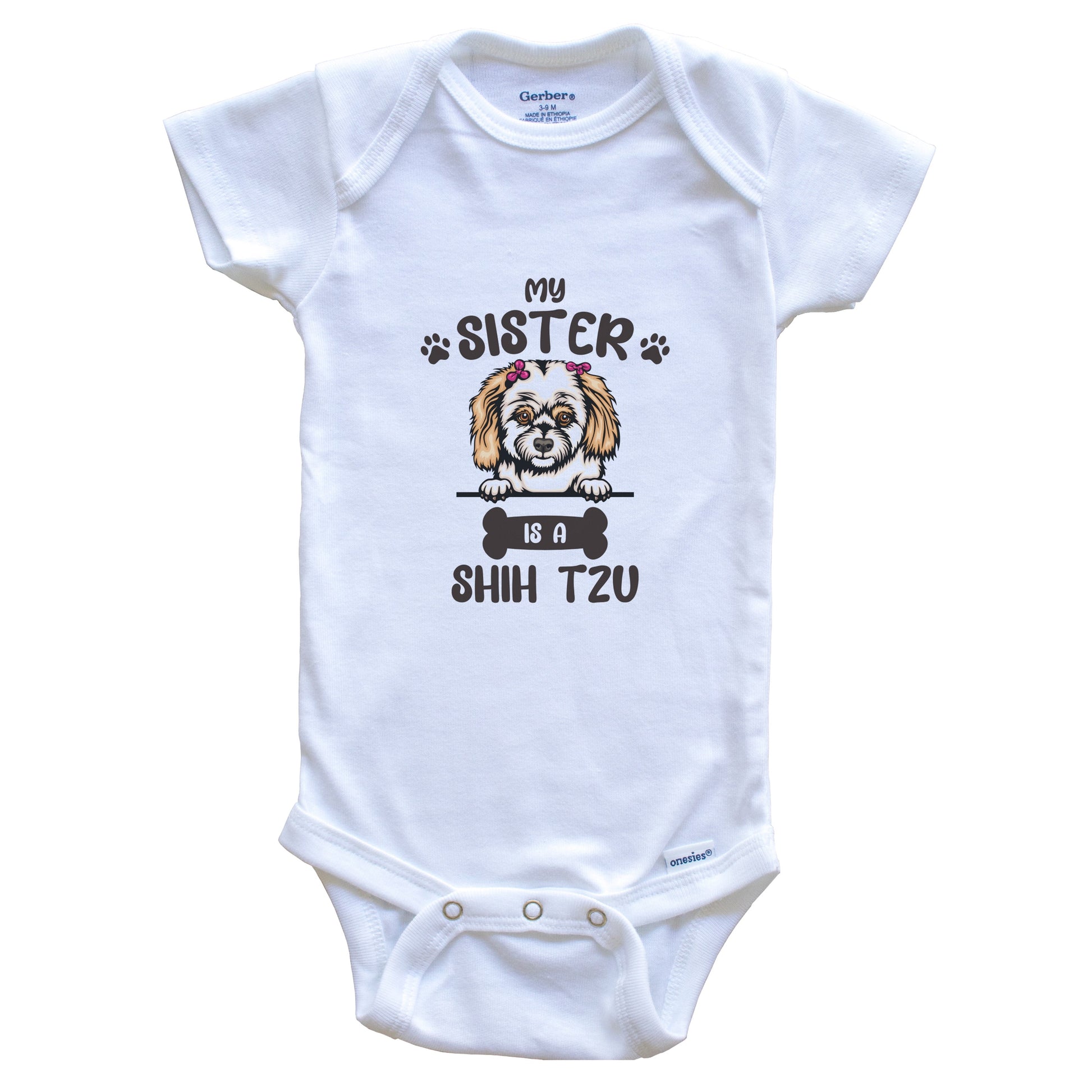 My Sister Is A Shih Tzu Cute Dog Breed Baby Bodysuit