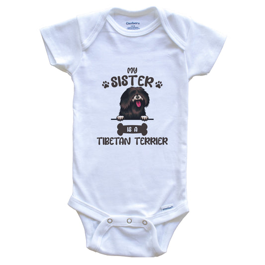 My Sister Is A Tibetan Terrier Cute Dog Breed Baby Bodysuit