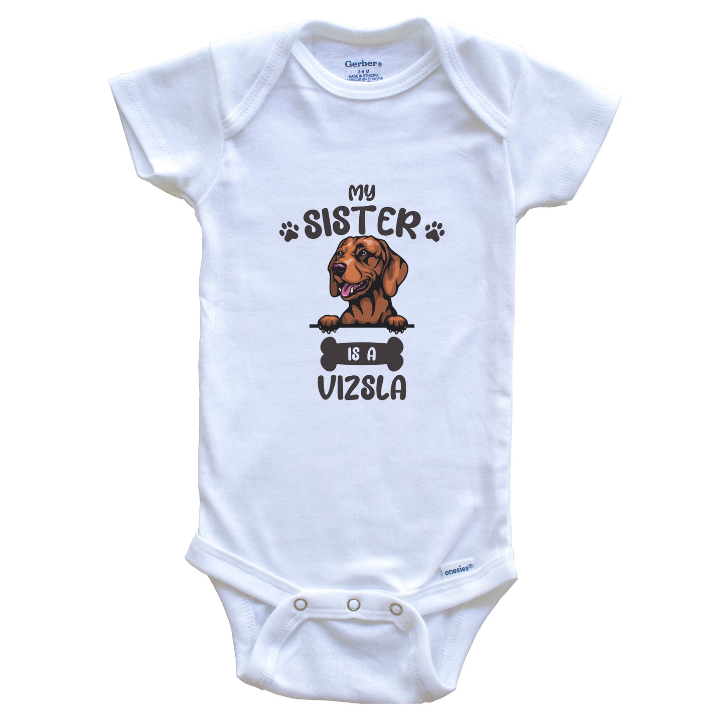 My Sister Is A Vizsla Cute Dog Breed Baby Bodysuit