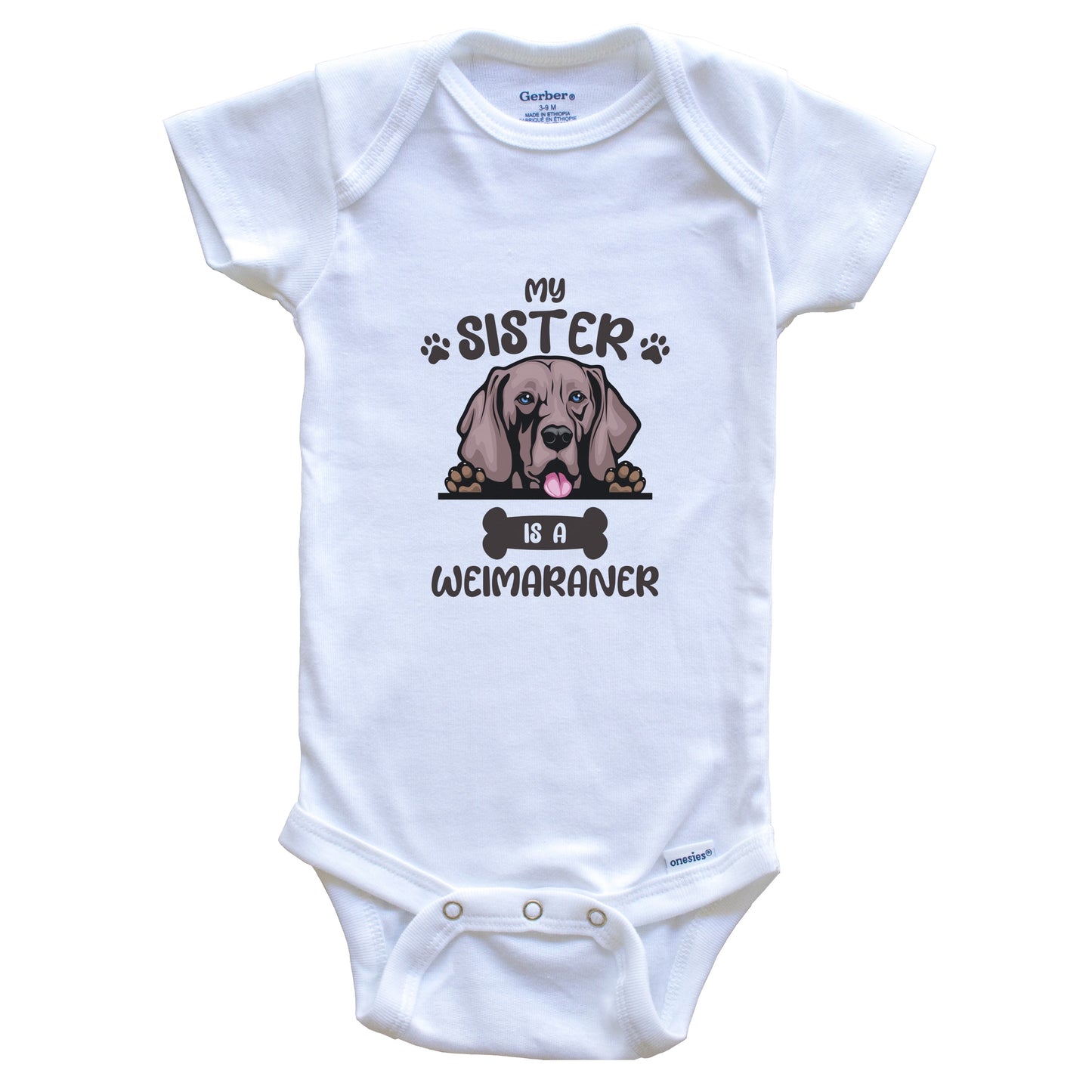 My Sister Is A Weimaraner Cute Dog Breed Baby Bodysuit